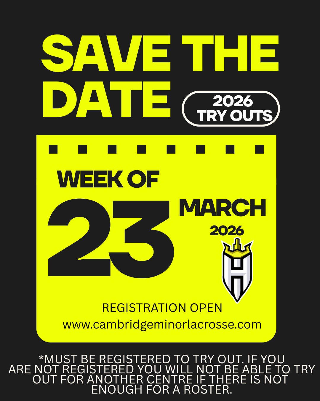 Save the date - try outs